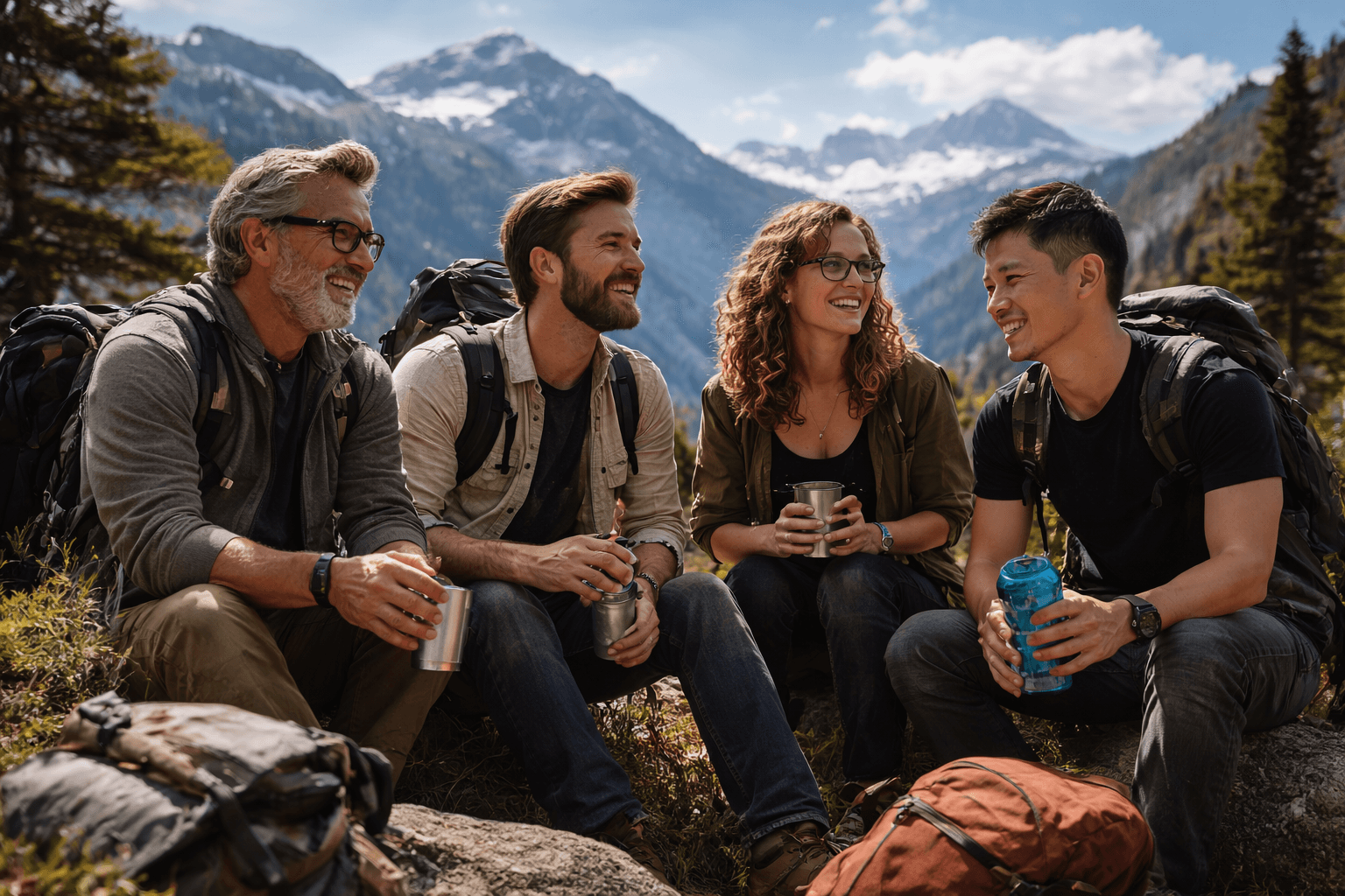 people in the mountains