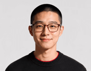 A man looks left